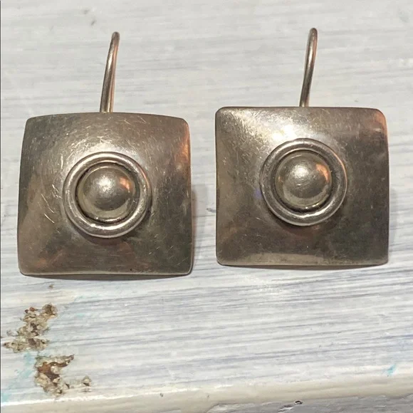 Vintage 925 silver Mexico dangle pierced earrings jewelry - Picture 2 of 13